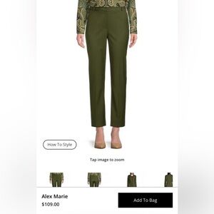Alex Marie Women's Olive Straight Leg Pants